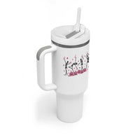 Dancing Skeletons Breast Cancer Tumbler With Handle Skeleton Pink Ribbon Halloween - Wonder Print Shop