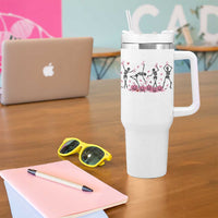 Dancing Skeletons Breast Cancer Tumbler With Handle Skeleton Pink Ribbon Halloween - Wonder Print Shop