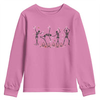 Dancing Skeletons Breast Cancer Youth Sweatshirt Skeleton Pink Ribbon Halloween - Wonder Print Shop