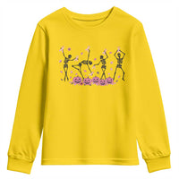 Dancing Skeletons Breast Cancer Youth Sweatshirt Skeleton Pink Ribbon Halloween - Wonder Print Shop