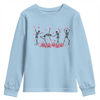 Dancing Skeletons Breast Cancer Youth Sweatshirt Skeleton Pink Ribbon Halloween - Wonder Print Shop
