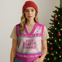 Breast Cancer Support V-Neck Knit Sweater Vest Had it Beat it Survivor Gift TS10