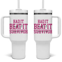 Breast Cancer Support Tumbler With Handle Had it Beat it Survivor Gift - Wonder Print Shop