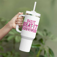 Breast Cancer Support Tumbler With Handle Had it Beat it Survivor Gift - Wonder Print Shop