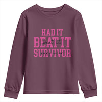 Breast Cancer Support Youth Sweatshirt Had it Beat it Survivor Gift - Wonder Print Shop