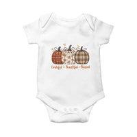 Grateful Thankful Blessed Pumpkin Baby Onesie Hello Thanksgiving Cozy Fall Autumn Rustic - Wonder Print Shop