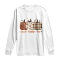 Grateful Thankful Blessed Pumpkin Long Sleeve Shirt Hello Thanksgiving Cozy Fall Autumn Rustic - Wonder Print Shop