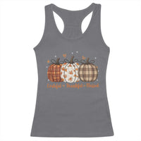 Grateful Thankful Blessed Pumpkin Racerback Tank Top Hello Thanksgiving Cozy Fall Autumn Rustic - Wonder Print Shop