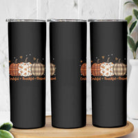 Grateful Thankful Blessed Pumpkin Skinny Tumbler Hello Thanksgiving Cozy Fall Autumn Rustic - Wonder Print Shop
