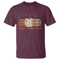 Grateful Thankful Blessed Pumpkin T Shirt Hello Thanksgiving Cozy Fall Autumn Rustic - Wonder Print Shop
