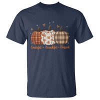 Grateful Thankful Blessed Pumpkin T Shirt Hello Thanksgiving Cozy Fall Autumn Rustic - Wonder Print Shop