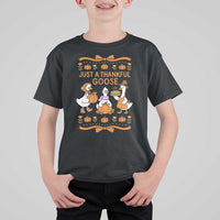 Just a Thankful Goose T Shirt For Kid Thanksgiving Silly Gooses - Wonder Print Shop