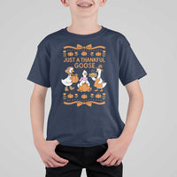 Just a Thankful Goose T Shirt For Kid Thanksgiving Silly Gooses - Wonder Print Shop