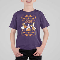 Just a Thankful Goose T Shirt For Kid Thanksgiving Silly Gooses - Wonder Print Shop