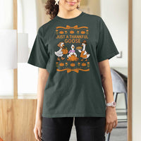Just a Thankful Goose T Shirt For Women Thanksgiving Silly Gooses - Wonder Print Shop