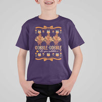 Gobble Gobble Till You Wobble T Shirt For Kid Funny Thanksgiving Turkey - Wonder Print Shop