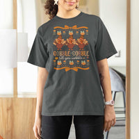 Gobble Gobble Till You Wobble T Shirt For Women Funny Thanksgiving Turkey - Wonder Print Shop