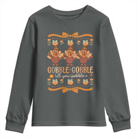 Gobble Gobble Till You Wobble Youth Sweatshirt Funny Thanksgiving Turkey - Wonder Print Shop