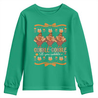 Gobble Gobble Till You Wobble Youth Sweatshirt Funny Thanksgiving Turkey - Wonder Print Shop