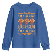 Gobble Gobble Till You Wobble Youth Sweatshirt Funny Thanksgiving Turkey - Wonder Print Shop