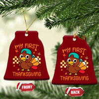 My First Thanksgiving Ceramic Ornament Funny Newborn Thanksgiving Turkey Boys - Wonder Print Shop