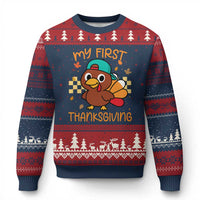 My First Thanksgiving Ugly Christmas Sweater Funny Newborn Thanksgiving Turkey Boys - Wonder Print Shop