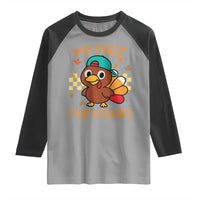 My First Thanksgiving Raglan Shirt Funny Newborn Thanksgiving Turkey Boys - Wonder Print Shop