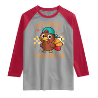My First Thanksgiving Raglan Shirt Funny Newborn Thanksgiving Turkey Boys - Wonder Print Shop