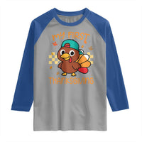My First Thanksgiving Raglan Shirt Funny Newborn Thanksgiving Turkey Boys - Wonder Print Shop