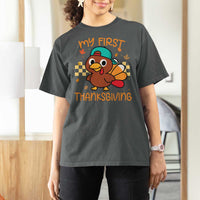 My First Thanksgiving T Shirt For Women Funny Newborn Thanksgiving Turkey Boys - Wonder Print Shop