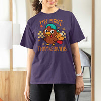 My First Thanksgiving T Shirt For Women Funny Newborn Thanksgiving Turkey Boys - Wonder Print Shop