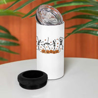 Dancing Skeleton 4 in 1 Can Cooler Tumbler Retro Halloween Party Pumpkin Fall Season - Wonder Print Shop