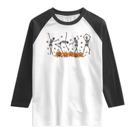 Dancing Skeleton Raglan Shirt Retro Halloween Party Pumpkin Fall Season - Wonder Print Shop