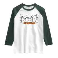 Dancing Skeleton Raglan Shirt Retro Halloween Party Pumpkin Fall Season - Wonder Print Shop