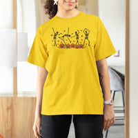 Dancing Skeleton T Shirt For Women Retro Halloween Party Pumpkin Fall Season - Wonder Print Shop