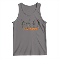 Dancing Skeleton Tank Top Retro Halloween Party Pumpkin Fall Season - Wonder Print Shop