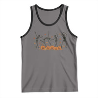 Dancing Skeleton Tank Top Retro Halloween Party Pumpkin Fall Season - Wonder Print Shop