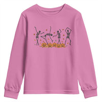 Dancing Skeleton Youth Sweatshirt Retro Halloween Party Pumpkin Fall Season - Wonder Print Shop