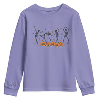 Dancing Skeleton Youth Sweatshirt Retro Halloween Party Pumpkin Fall Season - Wonder Print Shop