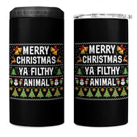 Merry Christmas Ya Filthy Animal 4 in 1 Can Cooler Tumbler Ugly Xmas Movie Alone Pajama - Wonder Print Shop