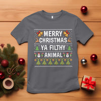 Merry Christmas Ya Filthy Animal T Shirt Ugly Xmas Movie Alone Pajama - Wonder Print Shop