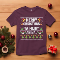 Merry Christmas Ya Filthy Animal T Shirt Ugly Xmas Movie Alone Pajama - Wonder Print Shop