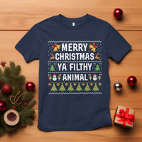 Merry Christmas Ya Filthy Animal T Shirt Ugly Xmas Movie Alone Pajama - Wonder Print Shop