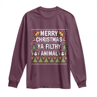 Merry Christmas Ya Filthy Animal Long Sleeve Shirt Ugly Xmas Movie Alone Pajama - Wonder Print Shop