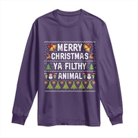 Merry Christmas Ya Filthy Animal Long Sleeve Shirt Ugly Xmas Movie Alone Pajama - Wonder Print Shop