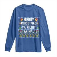 Merry Christmas Ya Filthy Animal Long Sleeve Shirt Ugly Xmas Movie Alone Pajama - Wonder Print Shop