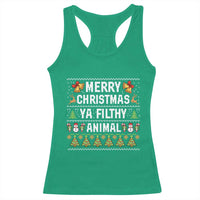 Merry Christmas Ya Filthy Animal Racerback Tank Top Ugly Xmas Movie Alone Pajama - Wonder Print Shop