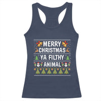 Merry Christmas Ya Filthy Animal Racerback Tank Top Ugly Xmas Movie Alone Pajama - Wonder Print Shop