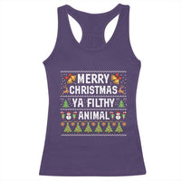 Merry Christmas Ya Filthy Animal Racerback Tank Top Ugly Xmas Movie Alone Pajama - Wonder Print Shop