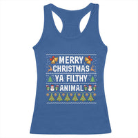 Merry Christmas Ya Filthy Animal Racerback Tank Top Ugly Xmas Movie Alone Pajama - Wonder Print Shop